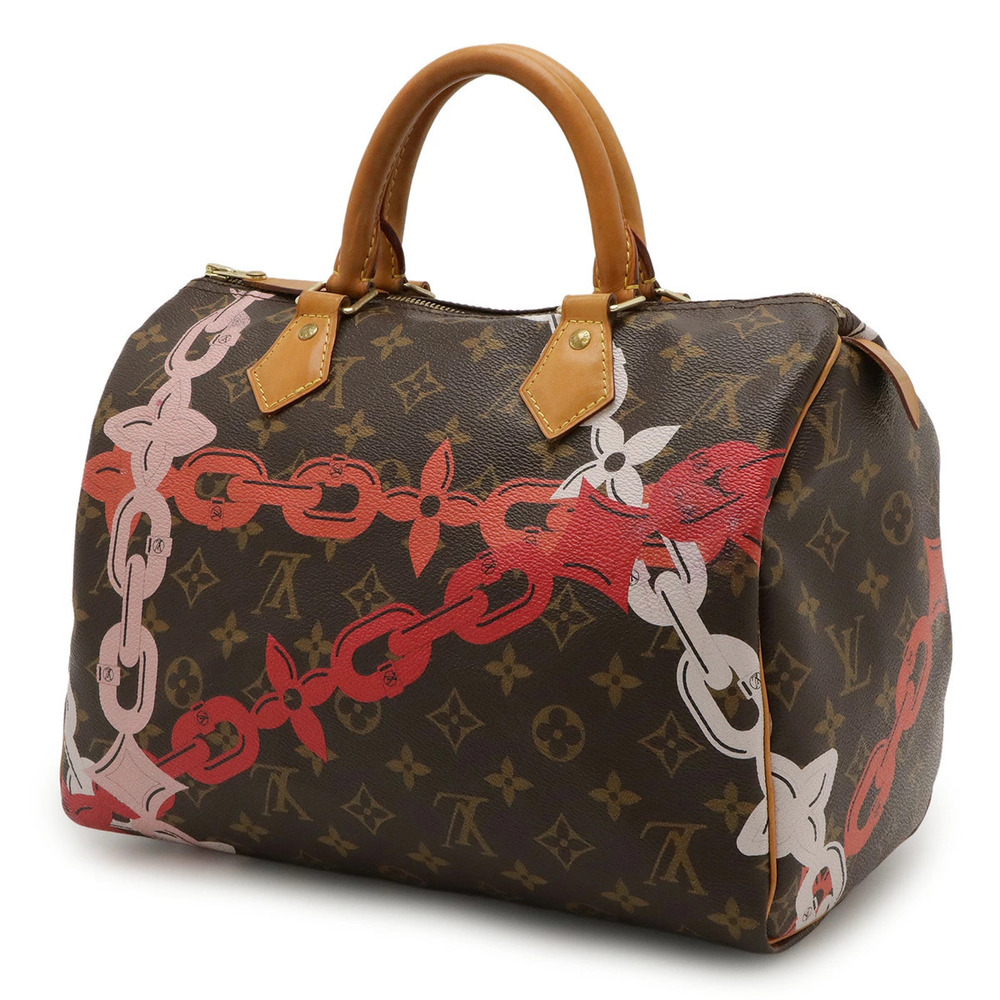 Louis Vuitton Speedy Monogram Boston Chain Handbag Bag Bay Brown